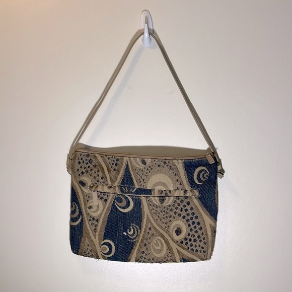 Pinky Purse Blue & Tan Tapestry Hand Bag 12" x9" Florida made - Picture 2 of 8